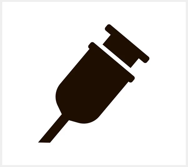 Icona Della Siringa Doodle Isolata Sul Bianco Illustrazione Del Titolo — Vettoriale Stock