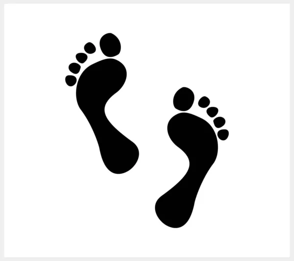 足の印刷アイコンを隔離 人の足跡のシルエット フットケアのシンボル 裸足で旅のコンセプト ベクターイラスト Eps — ストックベクタ