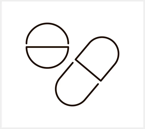 Pílula Médica Medicina Ícone Tablet Isolado Cápsula Esboço Símbolo Saúde —  Vetores de Stock