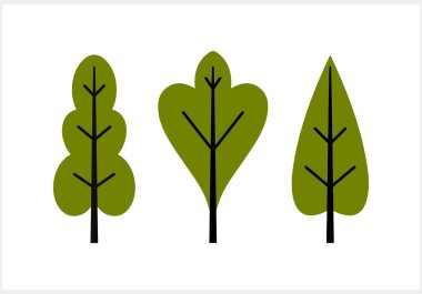 Çizgi film ağacı ya da yaprak ikonu izole edilmiş. Vektör hisse senedi çizimi. EPS 10