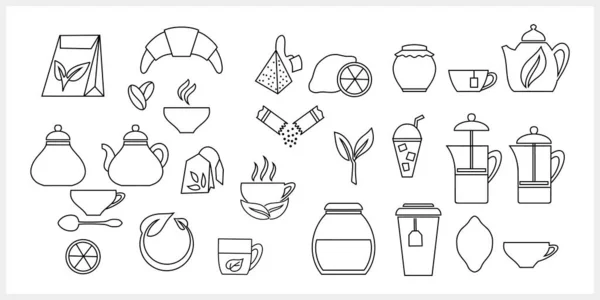 お茶のアイコンを孤立させる手描きのフードドリンククリップベクトルストックイラストEps — ストックベクタ
