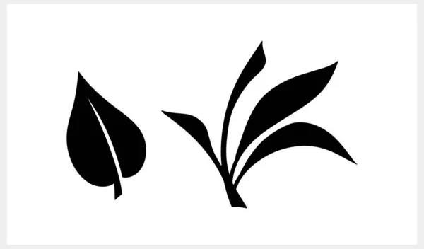 葉のアイコンが隔離された落書きの枝 ステンシルクリップベクトルストックイラスト Eps — ストックベクタ