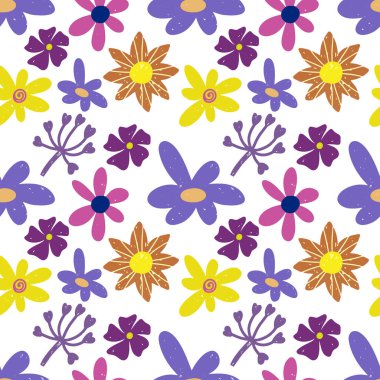 Boho flower leaf seamless pattern. Hand drawn background Cartoon vector stock illustration. EPS 10