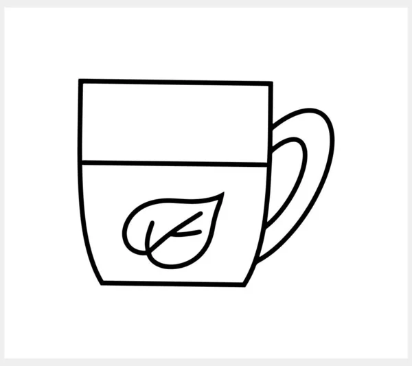 Tasse Mit Blattikone Vorhanden Heißgetränk Schild Getränkeinstrument Doodle Food Drink — Stockvektor