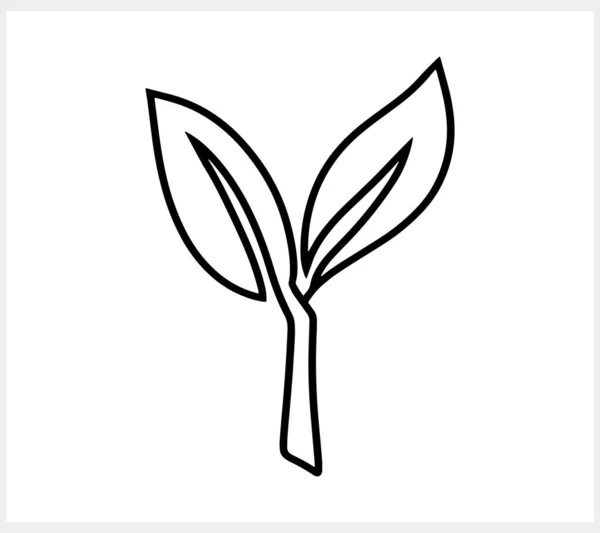 葉のアイコンが隔離された落書きの枝 スケッチ葉切りベクトルストックイラスト Eps — ストックベクタ