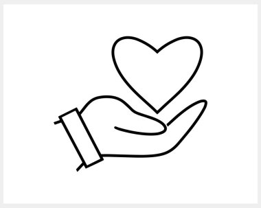 Kalp ikonu Sevgi sembolü ile el Sketch clipart Vector hisse illüstrasyonu EPS 10
