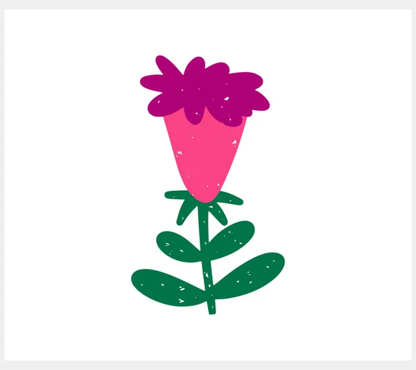 Blume Mit Blatt Symbol Isoliert Öko Klischee Cartoon Ast Natur — Stockvektor