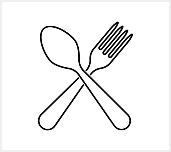 Croquis Cuillère Icône Isolée Clipart Alimentaire Illustration Vectorielle Stock Eps — Image vectorielle