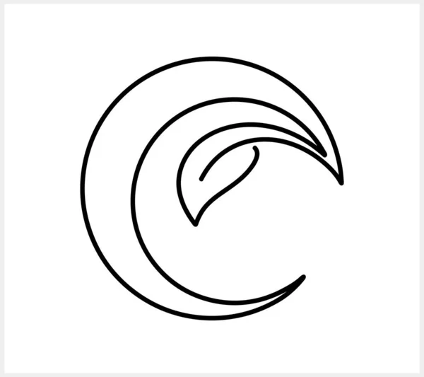 Skiss Cirkel Med Blad Logotyp Isolerad Doodle Ikon Vektor Stock — Stock vektor
