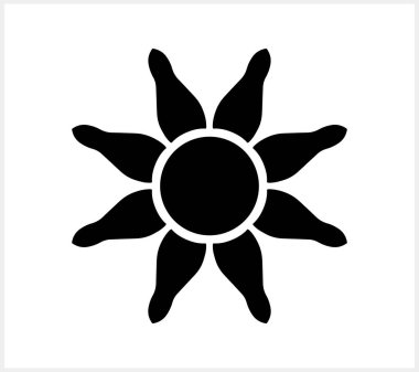 Güneş ikonu izole edildi. Stencil clipart. Vektör hisse senedi çizimi. EPS 10