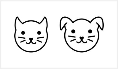 Doodle kedisi ve köpek klibi izole edildi. El çizimi sanat. Çizim hayvanı. Vektör hisse senedi çizimi. EPS 10