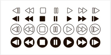 Oynatma düğmesi simgesi Stencil pictogram Vektör hisse illüstrasyonunu EPS 10 duraklat