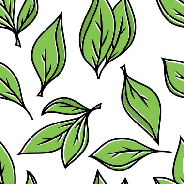 Leaf seamless pattern isolated. Doodle hand drawn art. Cartoon vector stock illustration. EPS 10