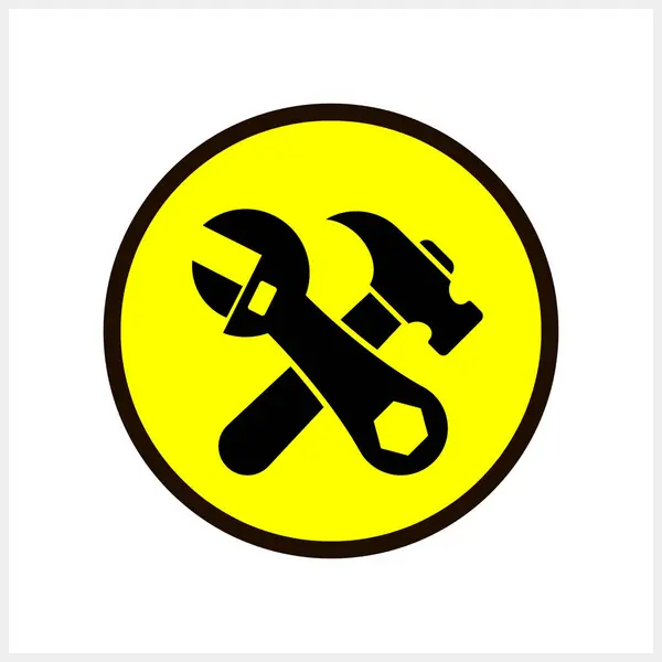 Estêncil Ajustável Chave Martelo Ícone Isolado Botão Amarelo Vector Estoque — Vetor de Stock