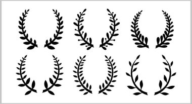 Çelenk simgesi izole edildi. Eko klipsli. Yapraklı dal. Çerçeve, sınır. Vektör hisse senedi çizimi. EPS 10