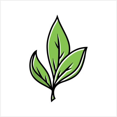 Yaprak ikonlu karalama dalı izole edildi. Çizim yaprağı Clipart Vector hisse çizimi. EPS 10