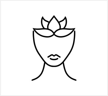 Lotus kadın ikonu izole edildi. Yogacı kadın. Lotus çiçeği. Vektör hisse senedi çizimi. EPS 10