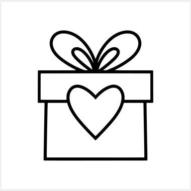 Romantik hediye dolandırıcılığı izole edildi. Velentine clipart. Düğün, aşk ya da doğum günü için çizim. Taslak vektör stok çizimi. EPS 10