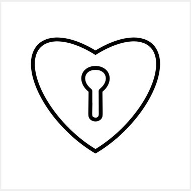 Romantik kilit kalp ikonu izole edildi. Velentine clipart. Düğün aşkı için eskiz. Vektör hisse senedi çizimi. EPS 10