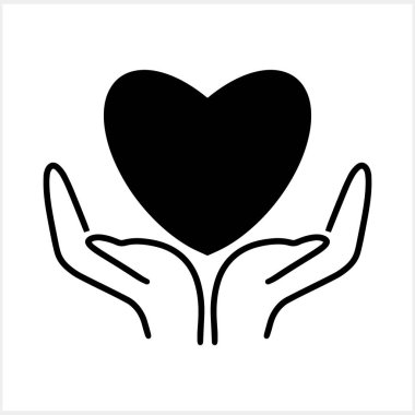 Kalp ikonu Sevgi sembolü ile el Stencil clipart Vector hisse illüstrasyonu EPS 10