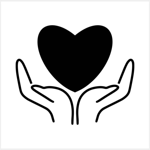Hand with heart icon Love symbol Stencil clipart Vector stock illustration EPS 10