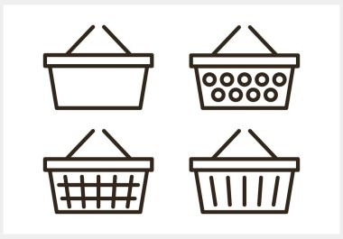 Çizgi alışveriş sepeti simgesi Eskiz dükkanı Clipart Düz vektör stok illüstrasyonu EPS