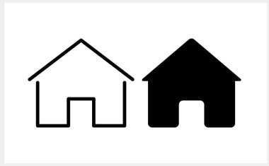 Stencil ev klibi izole edildi. İşlemeli ev. Vektör hisse senedi çizimi. EPS 10