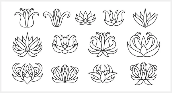 Ikona Lotus Flower Doodle Izolována Skica Vektorové Stock Ilustrace Eps — Stockový vektor