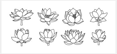 Lotus çiçeği karalama ikonu izole edildi. Taslak vektör stok çizimi. EPS 10