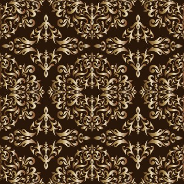 Eski, dikişsiz desen. Damask şablonu. Oyma Vektör hisse çizimi. EPS 10