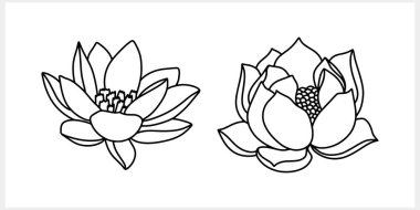 Lotus çiçeği karalama ikonu izole edildi. Taslak vektör stok çizimi. EPS 10