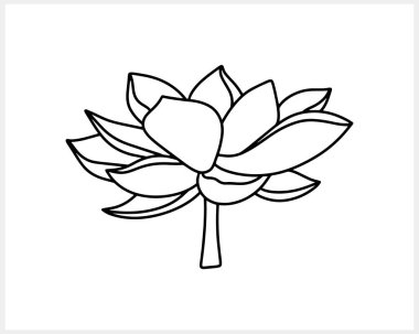 Lotus çiçeği karalama ikonu izole edildi. Taslak vektör stok çizimi. EPS 10