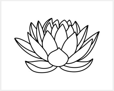 Lotus çiçeği karalama ikonu izole edildi. Taslak vektör stok çizimi. EPS 10
