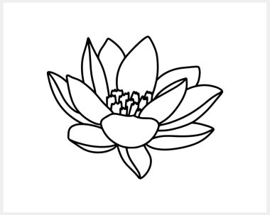 Lotus çiçeği karalama ikonu izole edildi. Taslak vektör stok çizimi. EPS 10