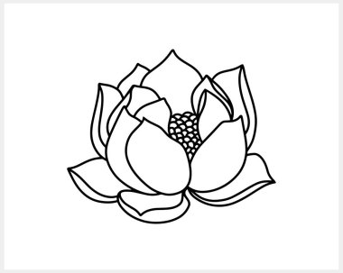 Lotus çiçeği karalama ikonu izole edildi. Taslak vektör stok çizimi. EPS 10