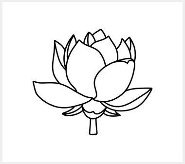 Lotus çiçeği karalama ikonu izole edildi. Taslak vektör stok çizimi. EPS 10