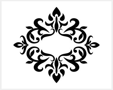 Eski element izole edildi. Damask çerçeve sınır modeli. Gravür Şablon Vektör hisse çizimi. EPS 10