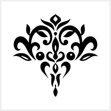 Eski element izole edildi. Damask lotus. Gravür Fleur de lis Vector hisse senedi çizimi. EPS 10