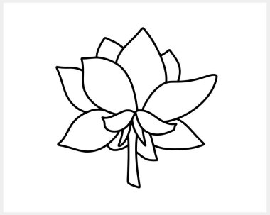 Lotus çiçeği karalama ikonu izole edildi. Taslak vektör stok çizimi. EPS 10