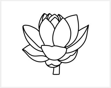 Lotus çiçeği karalama ikonu izole edildi. Taslak vektör stok çizimi. EPS 10