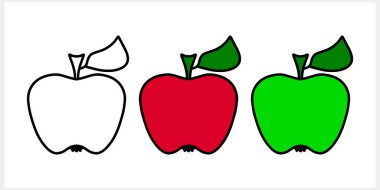 Yapraklı karalama elması. Yemek meyvesi. El çizimi sanat eseri. Skeç klişesi. Vektör hisse senedi çizimi. EPS 10