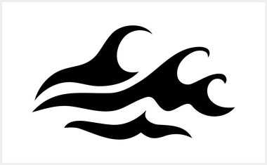 Karalama su dalgası klipsi izole edildi. El çizimi sanat. Stencil Vector hisse senedi çizimi. EPS 10