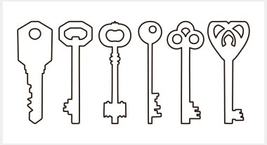 Doodle anahtar simgesi izole edildi. El çizimi sanat eseri. Taslak vektör stok çizimi. EPS 10