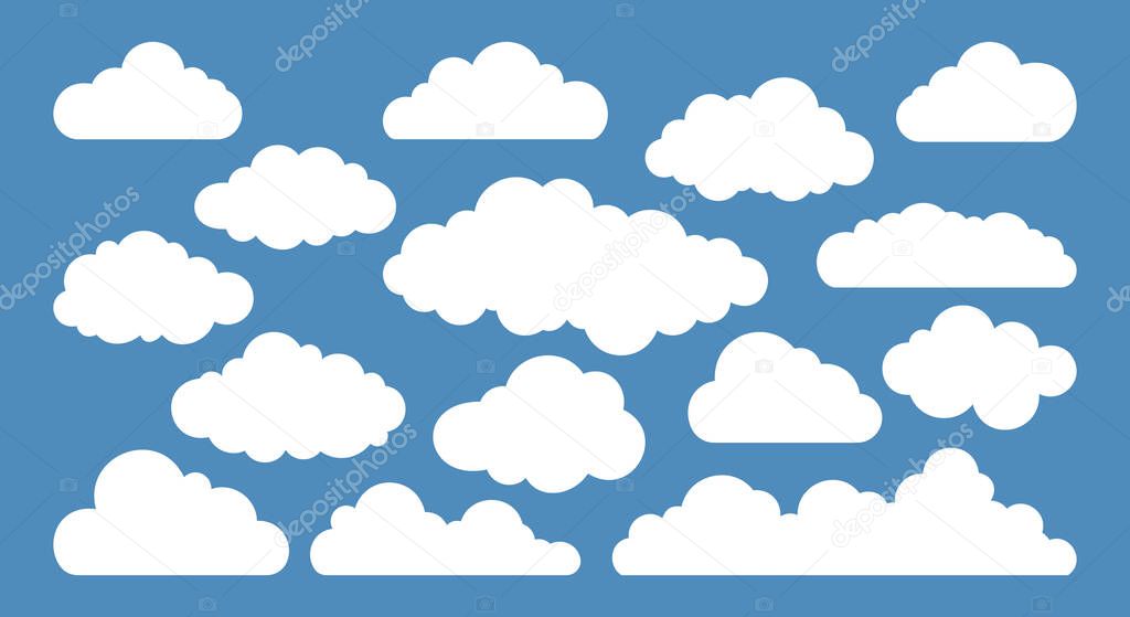 Cloud set icon. Weather symbol clipart. Stencil Vector stock illustration EPS 10