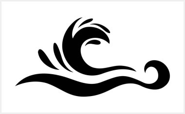 Karalama su dalgası klipsi izole edildi. El çizimi sanat. Stencil Vector hisse senedi çizimi. EPS 10