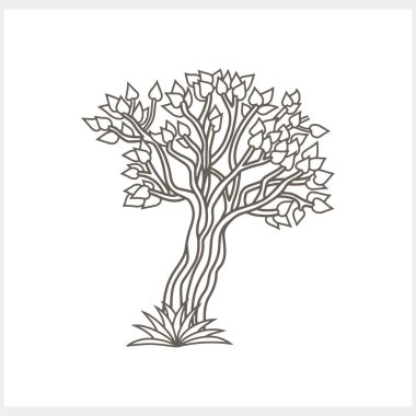 Yaprak ikonlu karalama ağacı izole edilmiş. Sketch clipart Vector hisse çizimi. EPS 10