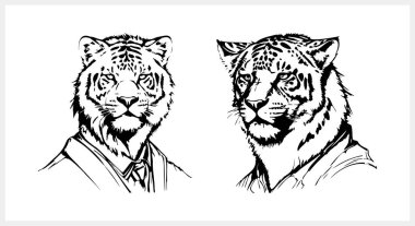 Sketch Tiger dövmesi, Hayvan Clipart Vector hisse senedi çizimi EPS 10