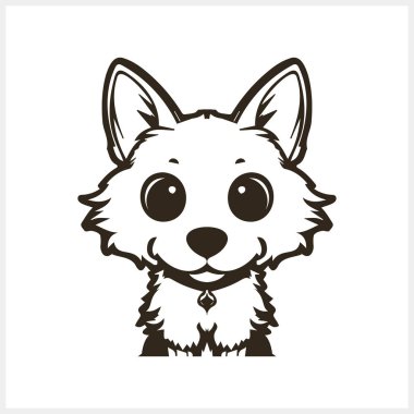 Doodle kedisi ve köpek klibi izole edildi. El çizimi sanat. Çizim hayvanı. Vektör hisse senedi çizimi. EPS 10