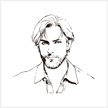 Erkek kafası. İnsanların robot resmini çizdir. Kişi. Erkek işi Doodle vektör stok çizimi. EPS 10