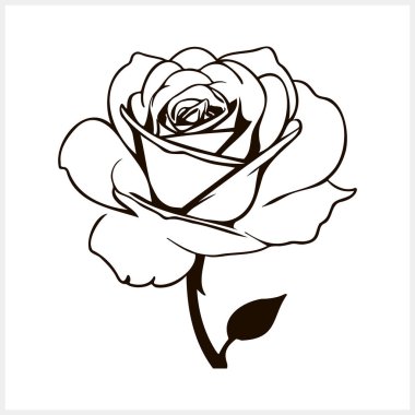 Doodle gül simgesi izole edilmiş El çizimi sanat çizimi çizimi Vektör hisse senedi illüstrasyonu EPS 10